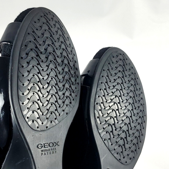 GEOX Respira Black Patent Leather Slingback Wedge Sandals Size 9 - Picture 9 of 15